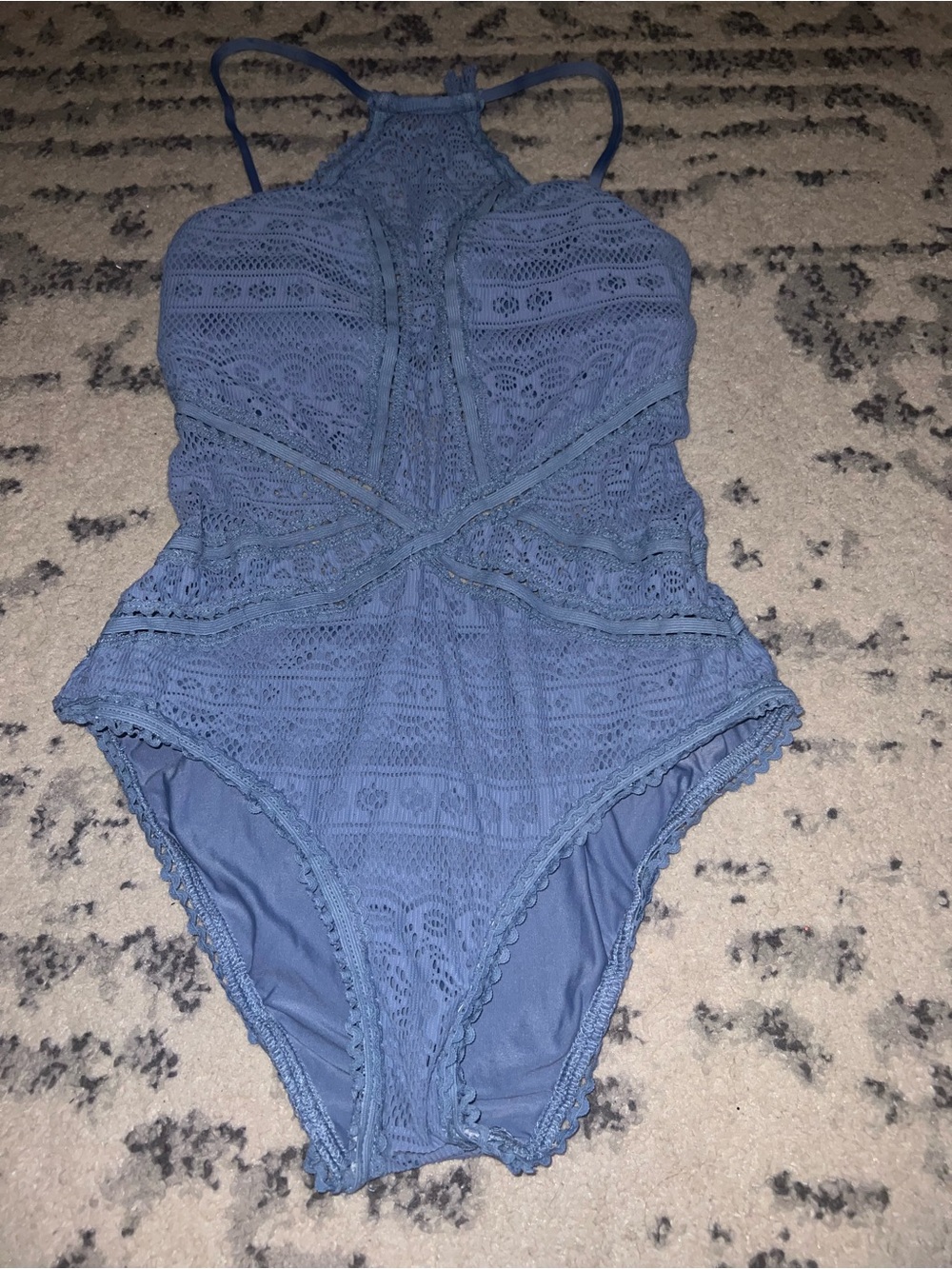 BECCA Blue Lace One-Piece Swimsuit